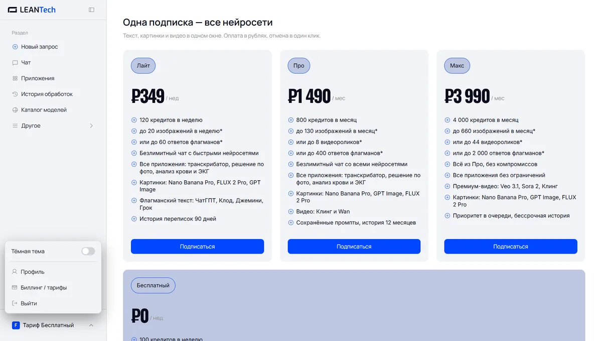 Оплата RoboGPT картой РФ
